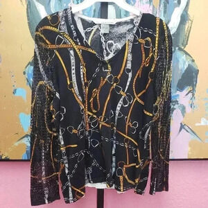 Peter Nygard Chain Sweater with Crochet Sleeves